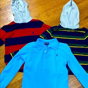 Boys size 7 long sleeve polo t shirts.